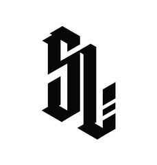 Monogram of Gothic letters S and L. Vector. An illustration for an individual design. The name of the studio or product.