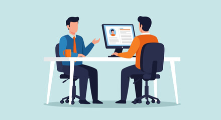 Job Interview Candidate and Employer Discussion at Desk