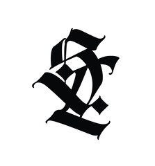 Monogram of Gothic letters S and L. Vector. An illustration for an individual design. The name of the studio or product.