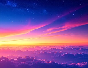 High-altitude sunset over clouds