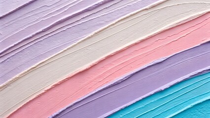 Diagonal swirls of pastel creamy textures in a rainbow palette