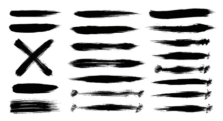 Collection of Hand-Painted Ink Brush Strokes Black Ink Textures for Design