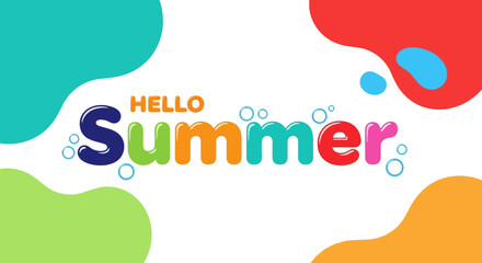 Hello Summer Colorful Typography Design for Summer Greetings