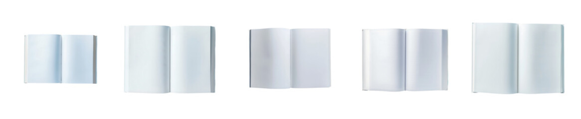 Collection of Open Books: Various Sizes and Layouts