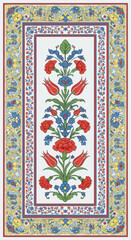 Elegant Floral Design Ottoman-Inspired Botanical Illustration