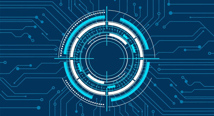 Obraz premium Abstract Technology Background Futuristic Circuit Board Design with Circular Target