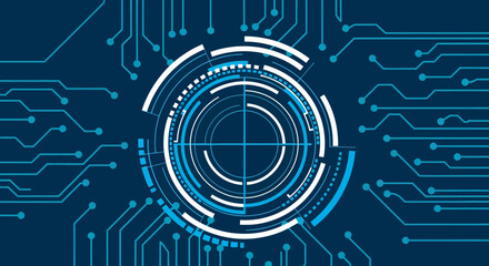 Obraz premium Abstract Technology Background Circuit Board Design with Concentric Circles
