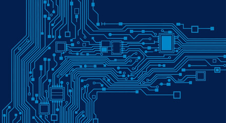 Abstract Circuit Board Technology Background Blue Digital Pattern