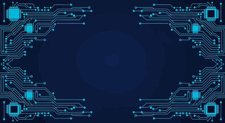 Abstract Technology Background Blue Circuit Board Frame Design