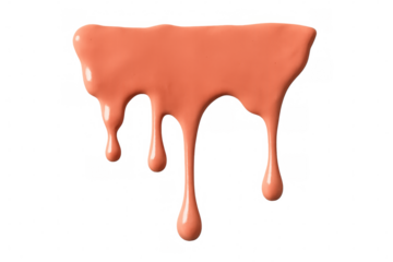 Orange paint dripping dynamically, revealing textured fluid movement against transparent backdrop