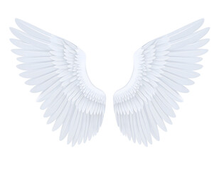 Obraz premium A majestic pair of pristine white wings gracefully spread, symbolizing purity, freedom, and divine inspiration.