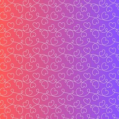 Gradient Heart Vine Seamless Pattern