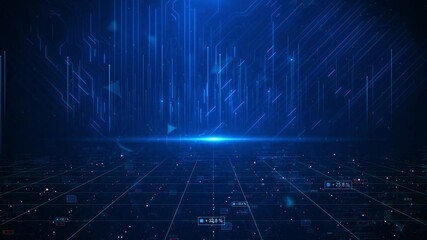 Cyberspace with digital light beam surrounded binary code futuristic gridlines, symbolizing advanced technology and data transfer. Technology abstract background technology and cybersecurity themes. - Powered by Adobe