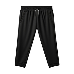 Black sweatpants jogger sports trousers isolated on a transparent background