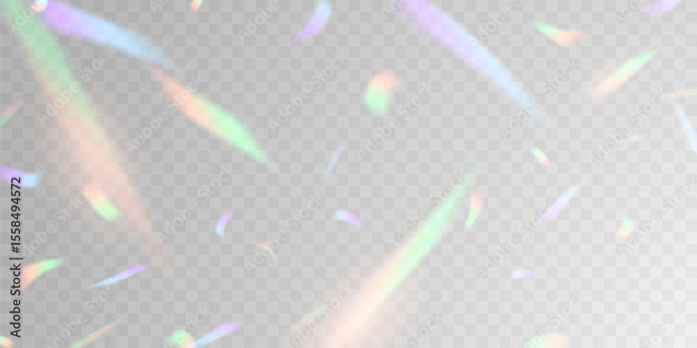 Wall mural light effect and zigzag ribbon falling from above on a beam of light, tinsel vector