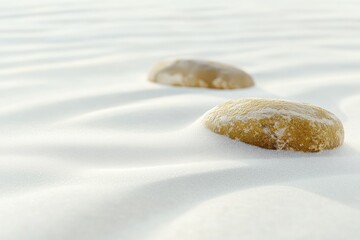 Two rocks on white sand zen garden