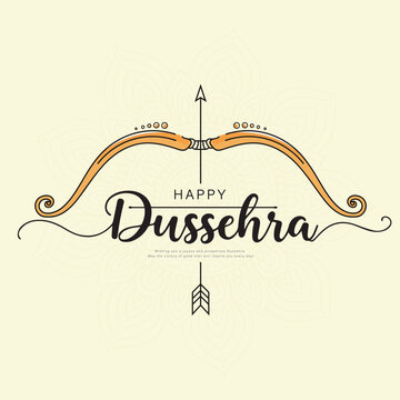 Happy Dussehra Vector Greeting with Bow and Arrow Symbol