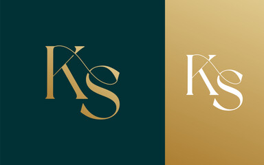 Initial letter KS SK logo design vector illustration for couple, wedding, and business