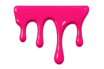 Pink paint dripping down a transparent background, creating a vibrant, dynamic flow of color that adds a glossy, artistic texture