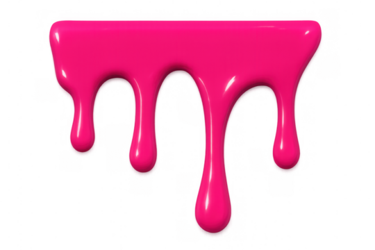 Pink paint dripping down a transparent background, creating a vibrant, dynamic flow of color that adds a glossy, artistic texture