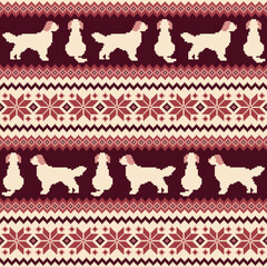 Seamless knit pattern with cute dog design,