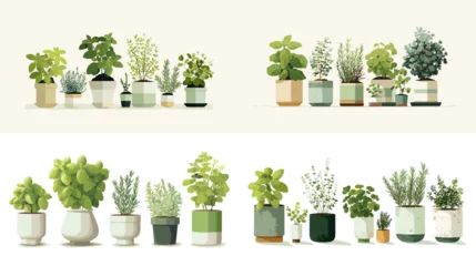 Elegant collection of potted herbs and kitchen plants in soft tones, ideal for cooking, interior design, gardening, and botanical concepts. © Creative Nest