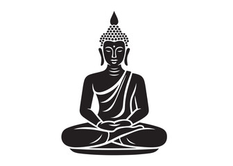 budha logo silhouette vecor, budha logo logo icon silhouette, happy buddha purnima, silhouette of a buddha with lotus vector, sitting buddha silhouette logo vector on a white background.
