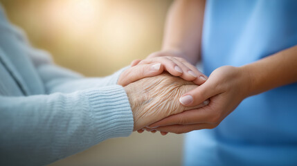 Empathetic nurse supporting patient in nursing home care