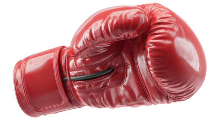 Power Punch A gleaming red boxing glove symbol of strength victory ready on transparent background