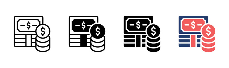 Money icon sheet multiple style collection