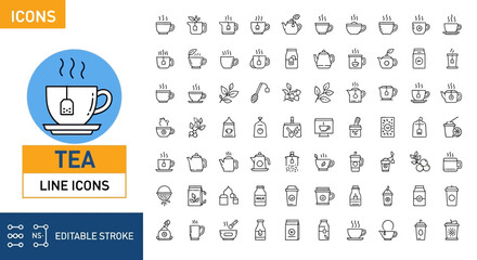 Elegant Tea Time A Collection of Line Icons for Beverage and Relaxation Related Designs
