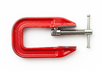 Red g clamp isolated on white background, close up shot