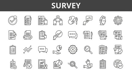Survey Icons Collection A Versatile Set for Data Analysis and Feedback Forms