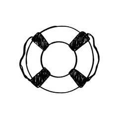 Lifebuoy Doodle Vector &ndash; Hand-Drawn Rescue Ring Sketch for Beach or Water Safety Design