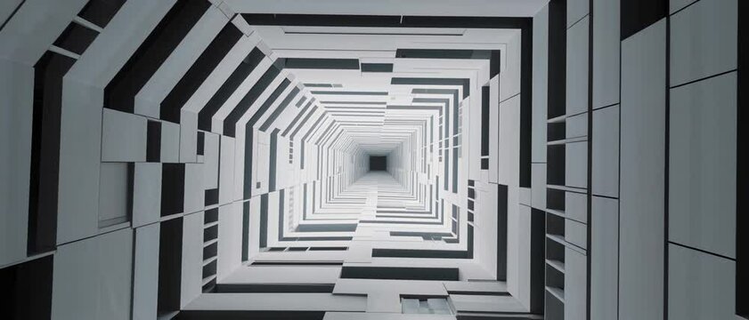 Abstract Geometric Tunnel Infinite Depth and Perspective Illusion