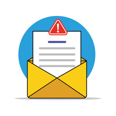 Spam message mail Envelope with Paper Sign Vector Illustration. Newsletter Concept Design