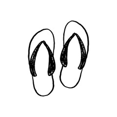 Flip Flops Doodle Vector – Hand-Drawn Summer Beach Footwear in Sketch Style
