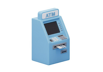 Blue atm machine isolated on transparent background