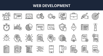 Comprehensive Web Development Icon Set  Coding, Design, and Deployment
