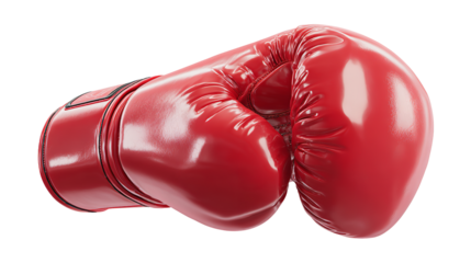 A powerful red boxing glove ready to fight for victory and glory on a on transparent background