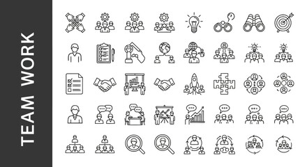 Teamwork Icons Collaboration, Strategy, and Success Illustrations
