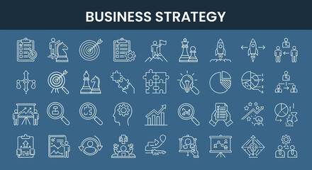 Effective Business Strategy Icons Planning, Growth, and Success