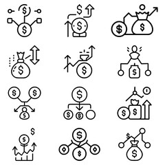 Collection of various line icons including cloud upload heart rate home and calendar for user interface