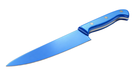 A striking blue chef s knife ready for culinary creation a fusion of art on transparent background