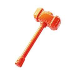 A powerful orange toy hammer striking a chord of childhood adventure and on transparent background