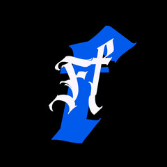 A Gothic letter made in the old medieval style. Vector. Calligraphy and lettering. Medieval Latin writing. The logo for the company. The monogram. An elegant tattoo font.