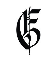 Letter in the Gothic style. Vector. Alphabet. Calligraphy and lettering. Medieval Latin letter. Logo for the company. Monogram. Elegant font for tattoo.