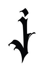 Letter in the Gothic style. Vector. Alphabet. Calligraphy and lettering. Medieval Latin letter. Logo for the company. Monogram. Elegant font for tattoo.