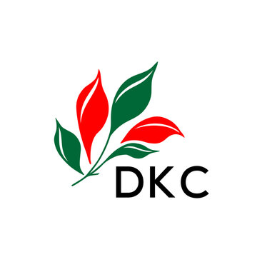 Modern Leaf Logo Design with Red and Green Colors, DKC Later Logo, Nature Inspired Minimalist Logo Template, Professional Plant Logo for Business Branding.

