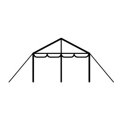 Tent Structure Outline: Simple line drawing of a tent structure, highlighting its framework and design. Ideal for event planning, camping, or outdoor illustrations. © thegreenpixel